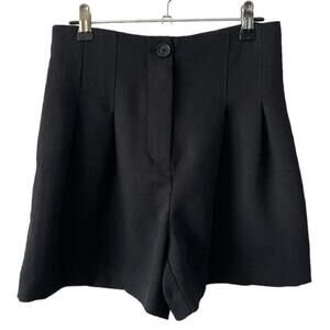 Wilfred High Rise Elastic Waist Pleated Front Casual Trouser Shorts Black 4